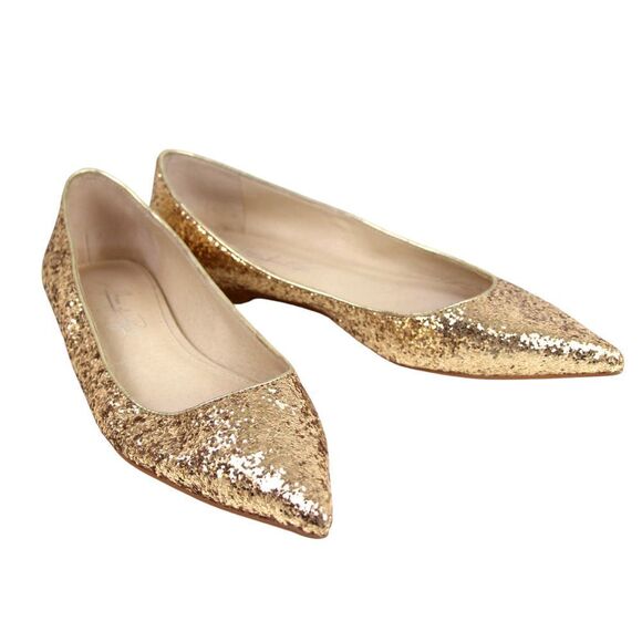 Shoes of Prey METALLIC GOLD GENUINE LEATHER FLAT BALLET SLIP ON SHOES Sz 6.5 - Picture 6 of 10